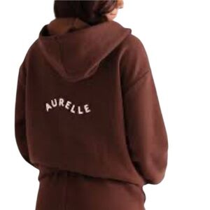 Aurelle Brown Hooded Sweatshirt Small